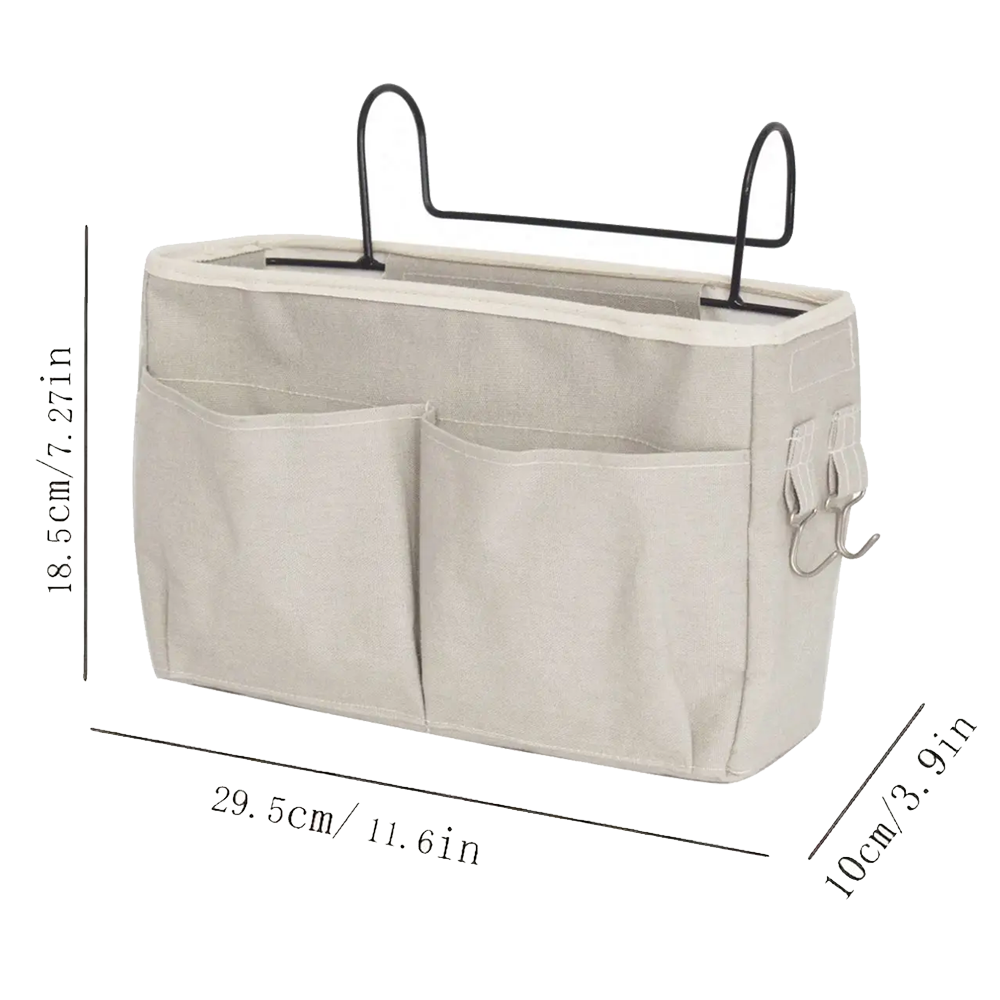 Organizer da Letto in Tela – Portaoggetti Comodino Multitasca