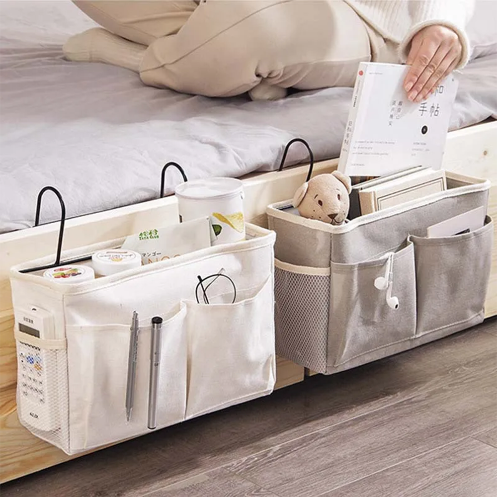 Organizer da Letto in Tela – Portaoggetti Comodino Multitasca