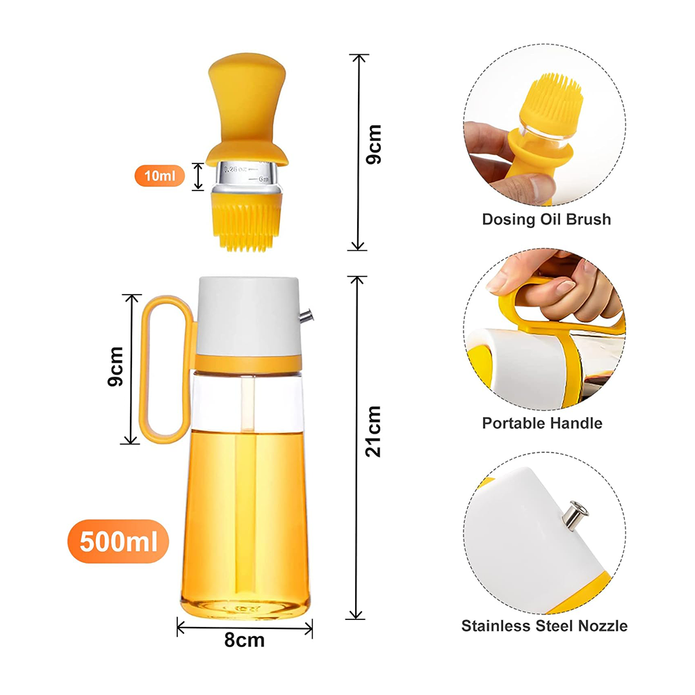 Oliera 3 in 1 Multifunzionale  – Bottiglia Vetro con Pennello Integrato