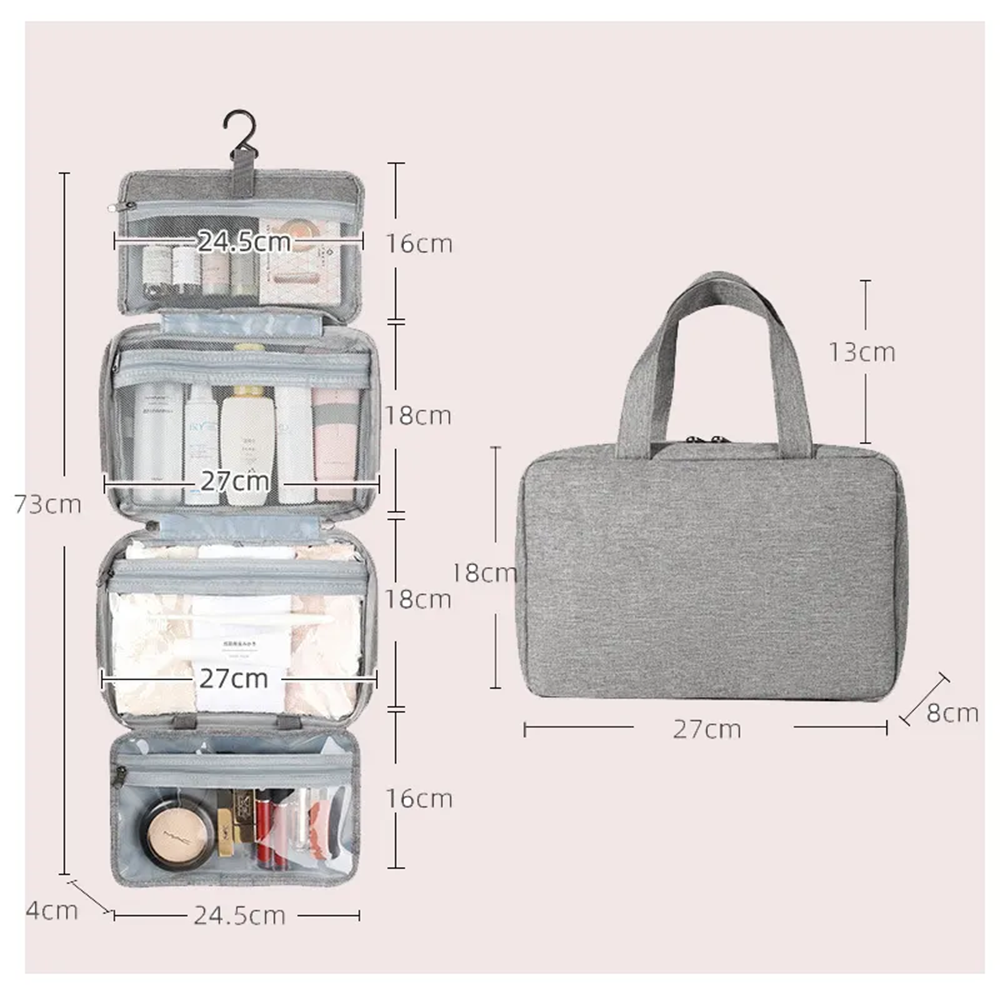 Borsa Beauty Case da Viaggio con Gancio e Scomparti