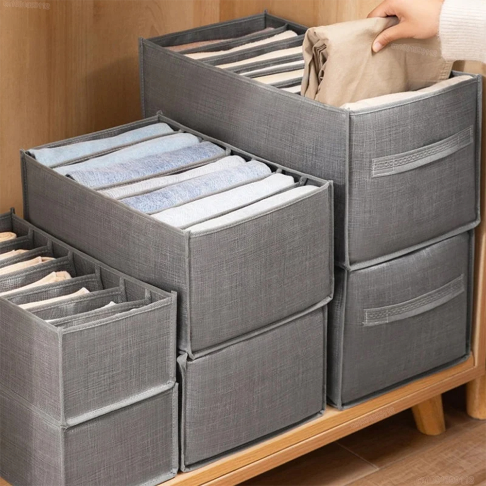 Set Organizer Cassetti Tessuto Grigio