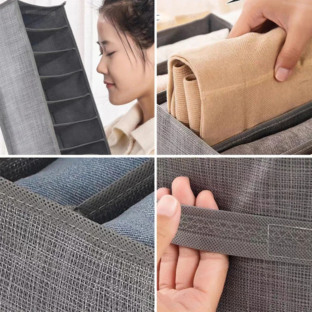 Set Organizer Cassetti Tessuto Grigio