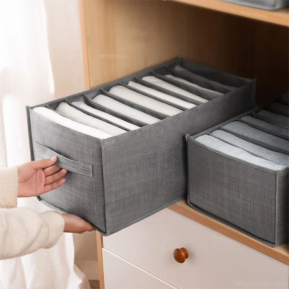 Set Organizer Cassetti Tessuto Grigio