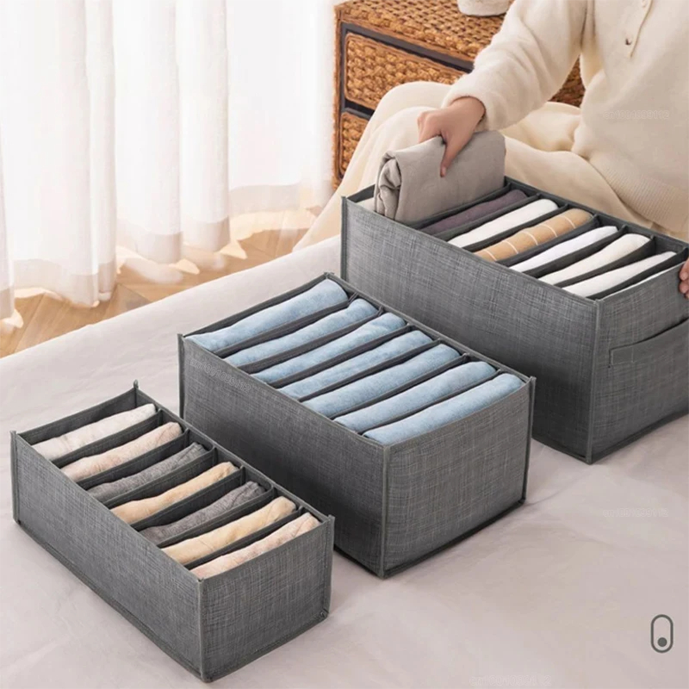 Set Organizer Cassetti Tessuto Grigio