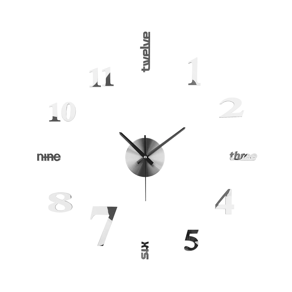 Orologio da Parete 3D Specchiato Moderno Silenzioso Personalizzabile