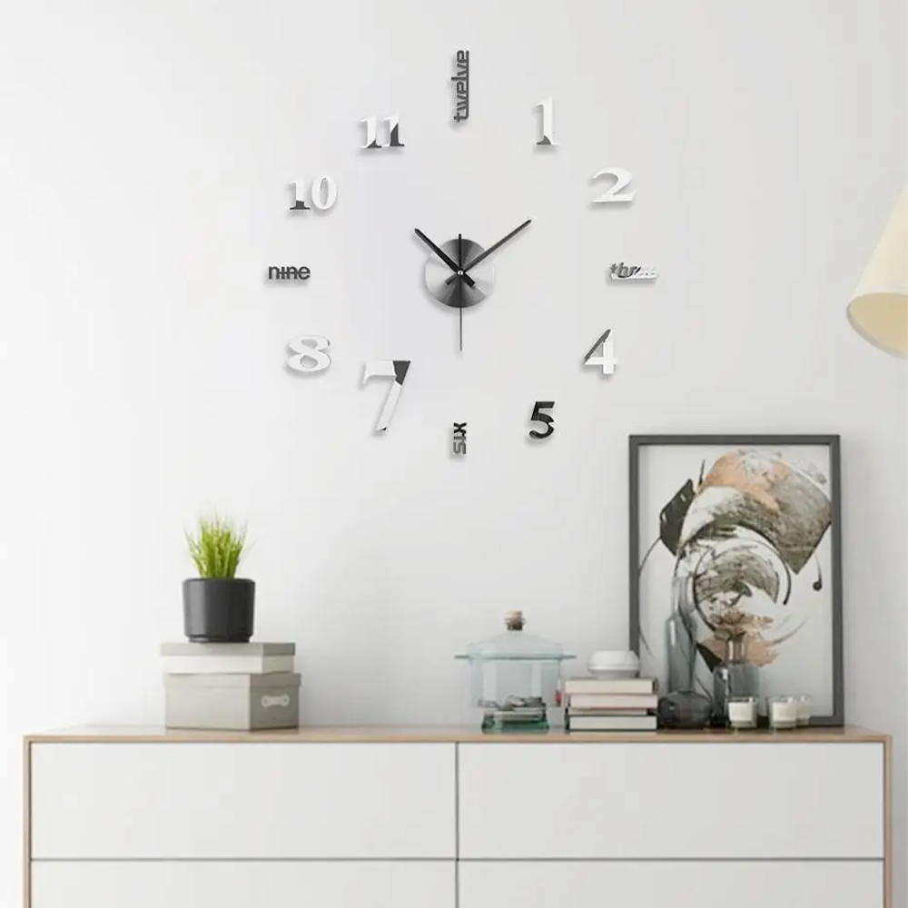 Orologio da Parete 3D Specchiato Moderno Silenzioso Personalizzabile