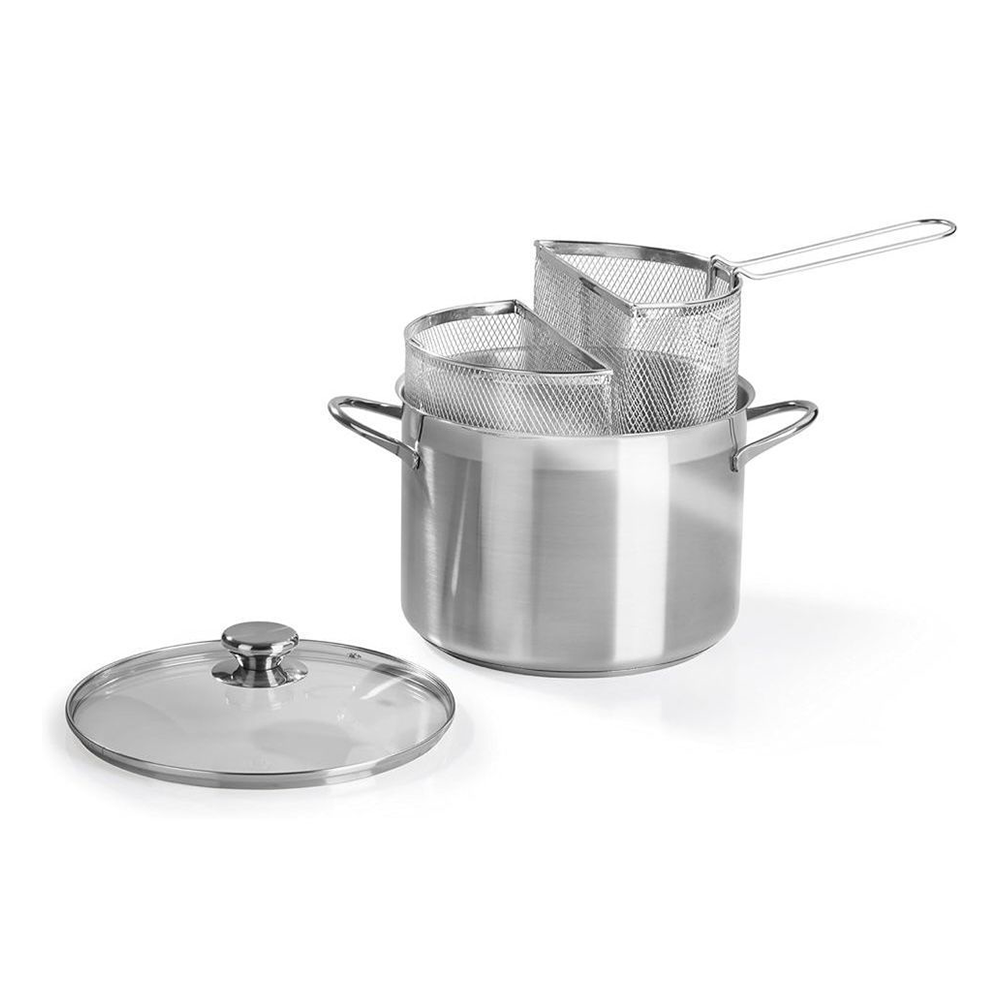 Pentola Doppia Cottura con Due Cestelli per Pasta e Verdure