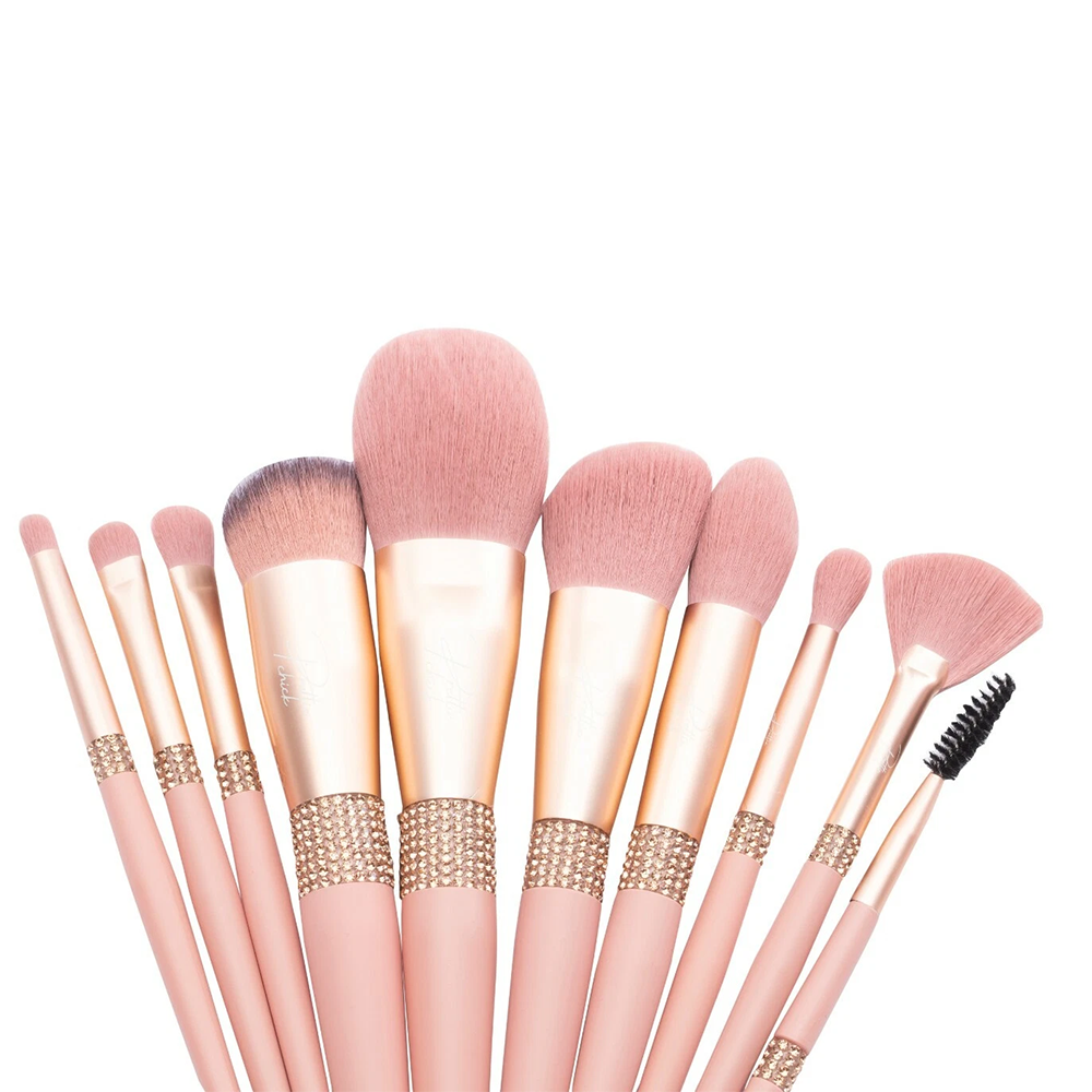 Pennelli Make Up Viso e Occhi 10 Pezzi con Custodia Rigida