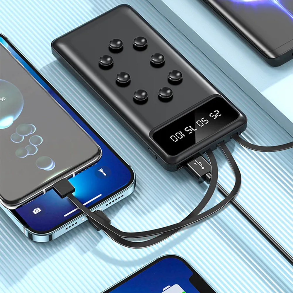 Powerbank 12000mAh con Supporto e Cavi Integrati