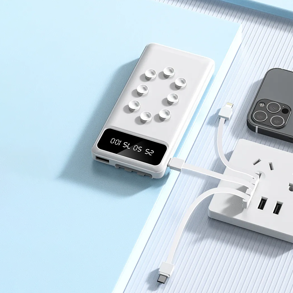 Powerbank 12000mAh con Supporto e Cavi Integrati