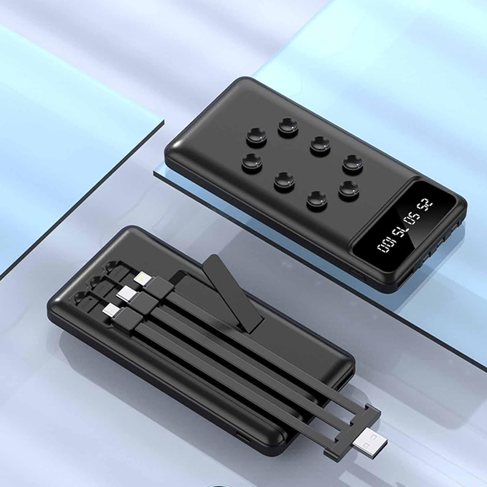Powerbank 12000mAh con Supporto e Cavi Integrati