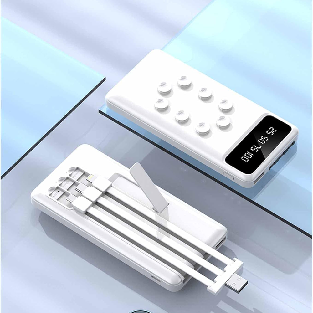 Powerbank 12000mAh con Supporto e Cavi Integrati