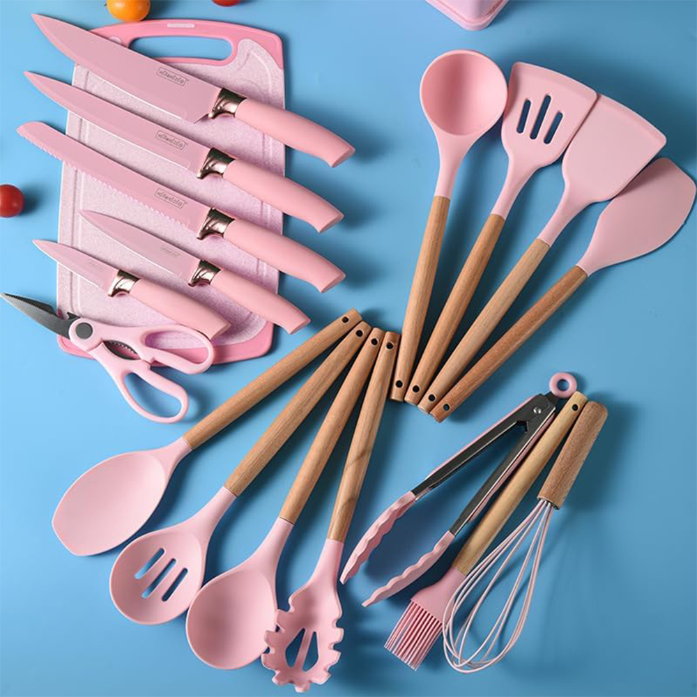 Utensili da Cucina in Silicone con Coltelli Set da 19