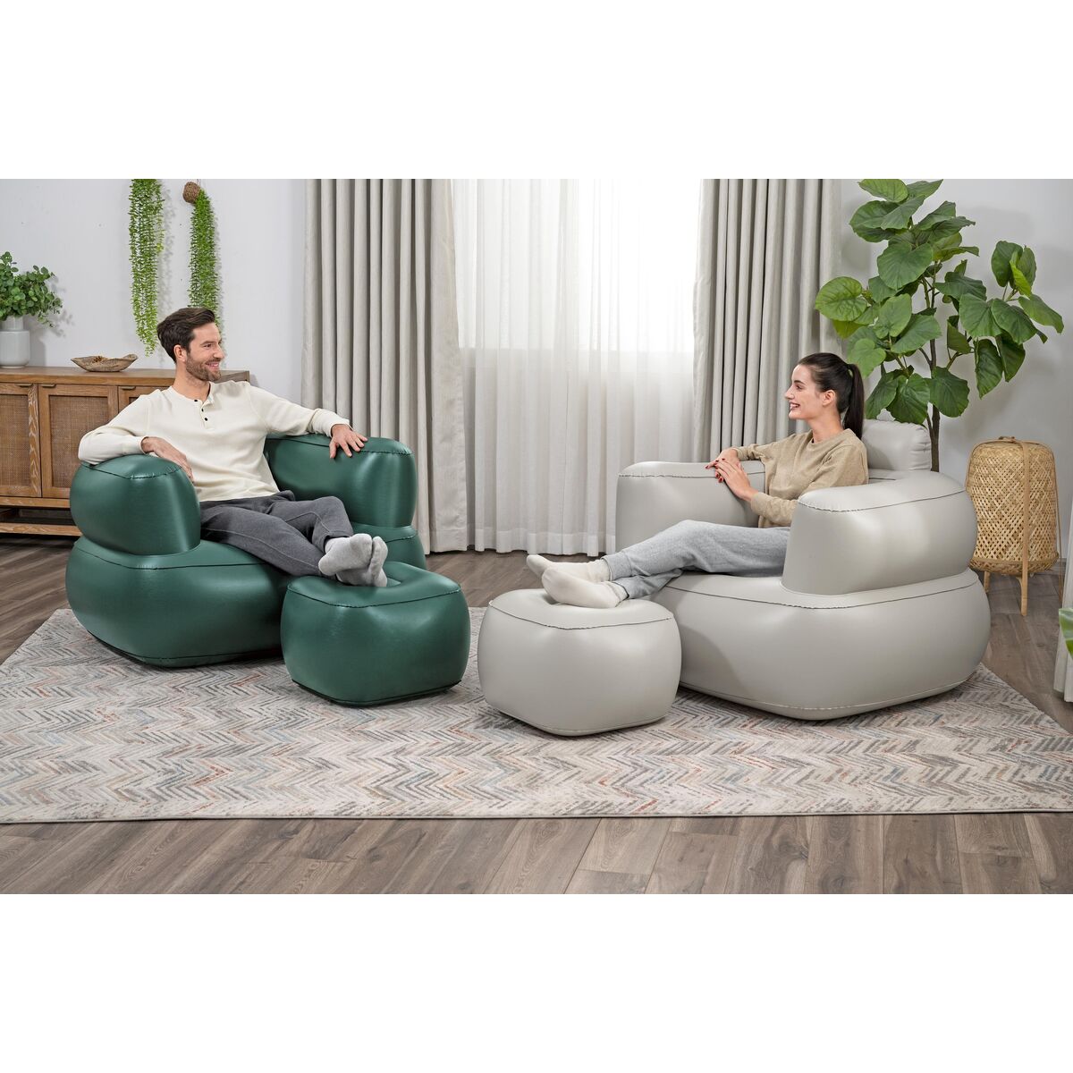 Poltrona Gonfiabile Ergonomica con Pouf Integrato