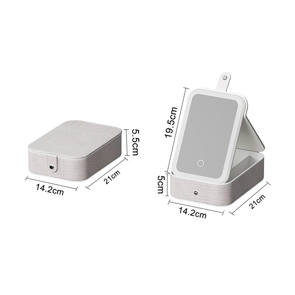 Beauty Case Portatile Portagioie con Specchio LED Integrato