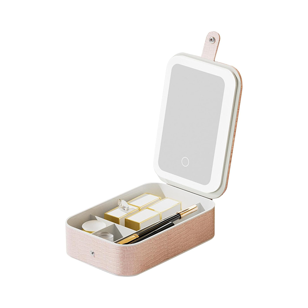 Beauty Case Portatile Portagioie con Specchio LED Integrato