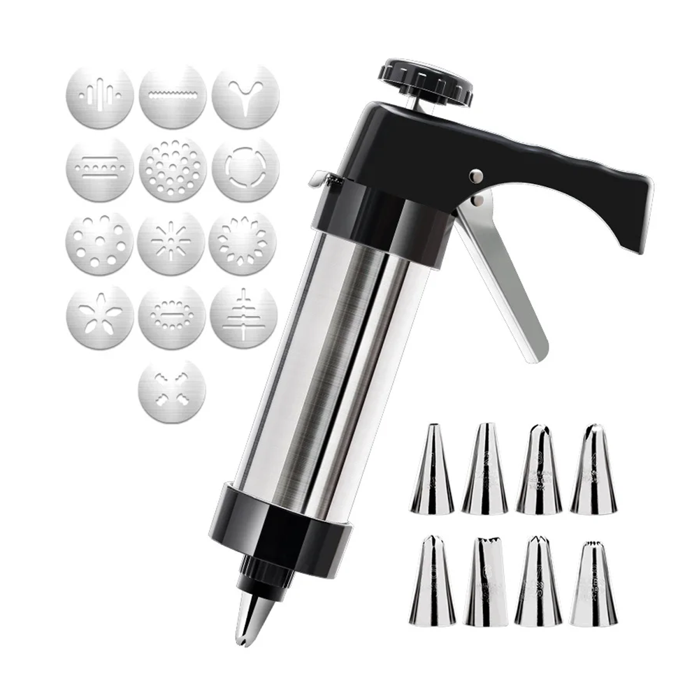 Pressa per Biscotti con Stampi e Ugelli Kit Manuale per Decorazione Dolci e Biscotti