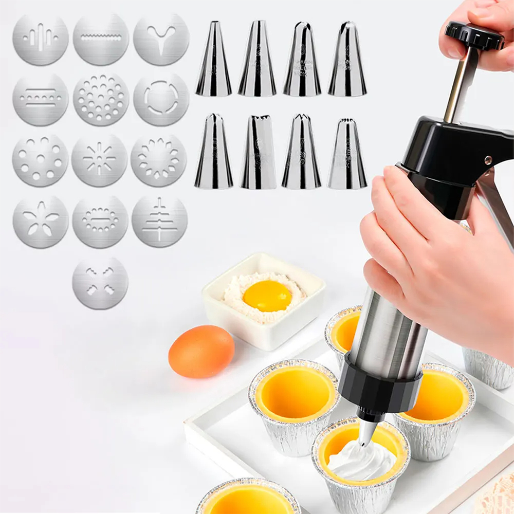 Pressa per Biscotti con Stampi e Ugelli Kit Manuale per Decorazione Dolci e Biscotti