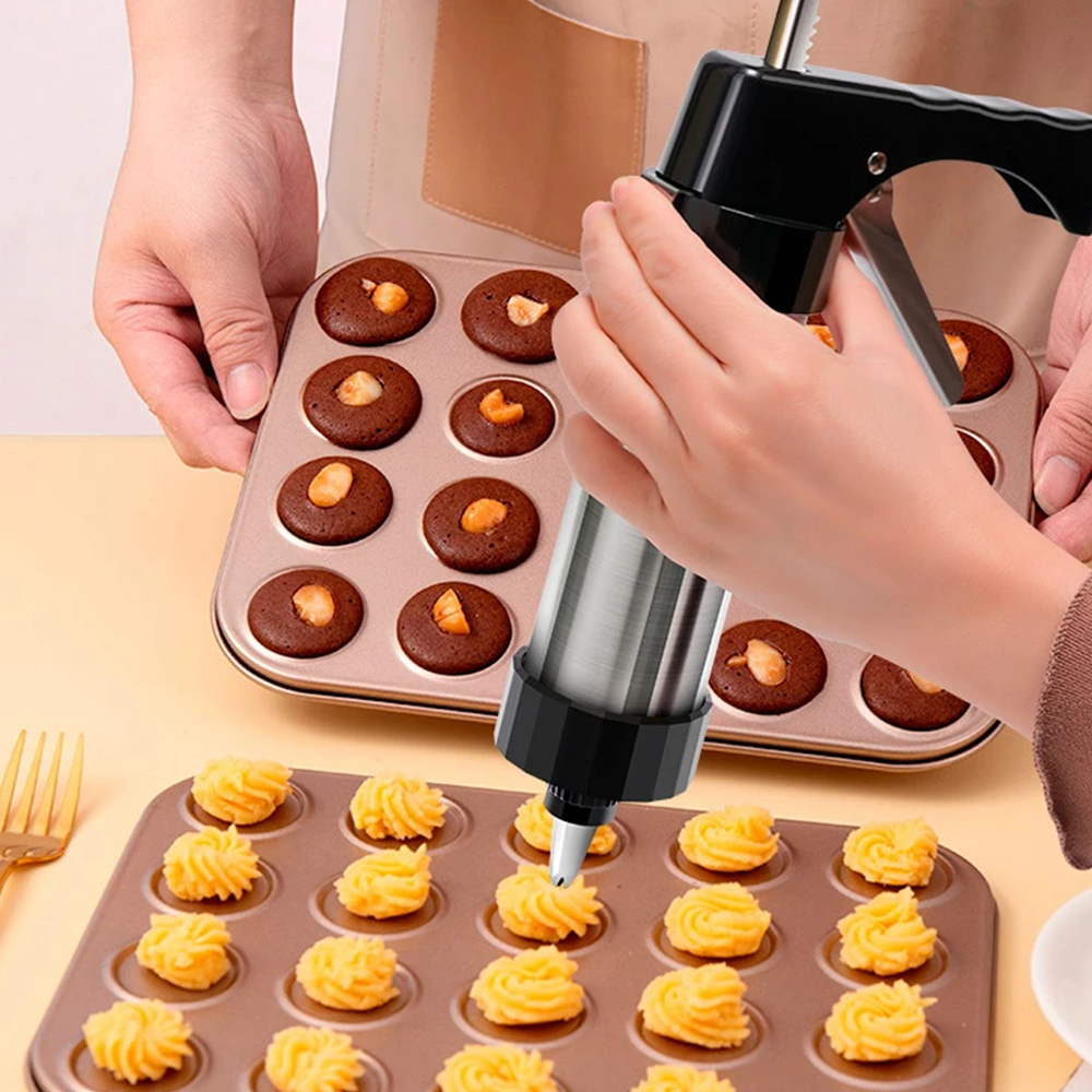 Pressa per Biscotti con Stampi e Ugelli Kit Manuale per Decorazione Dolci e Biscotti