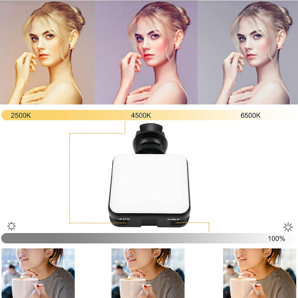 Ring Light LED Quadrata Clip-on per Selfie