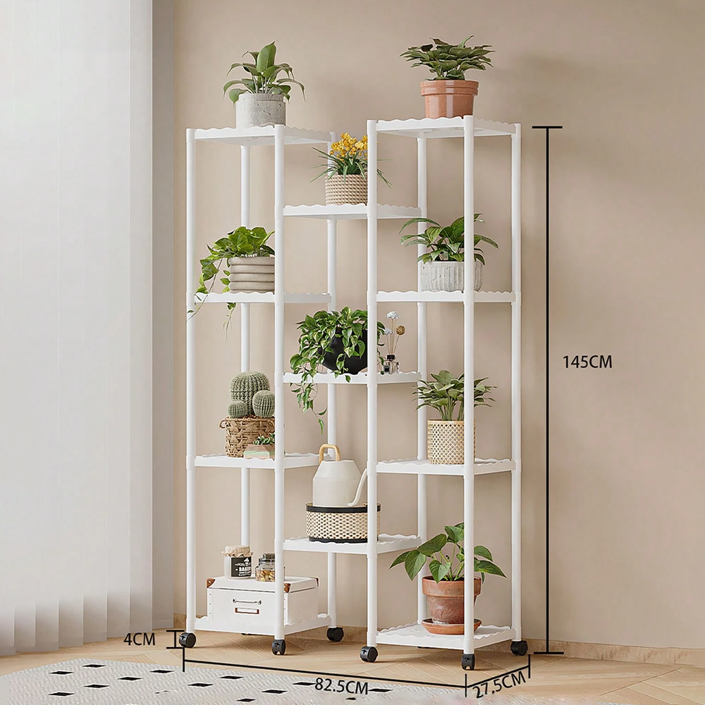 Scaffale Porta Piante con Ruote 11 Ripiani