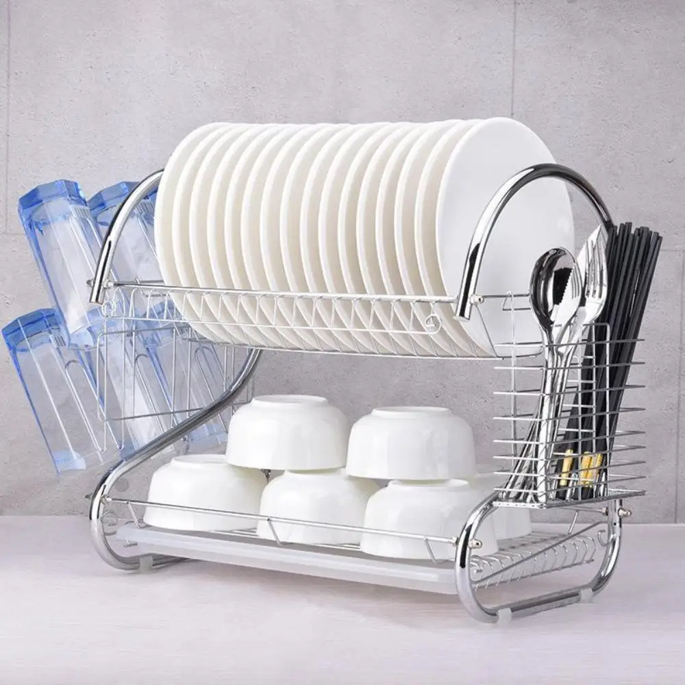 Scolapiatti a 2 Livelli Organizer Cucina Salvaspazio