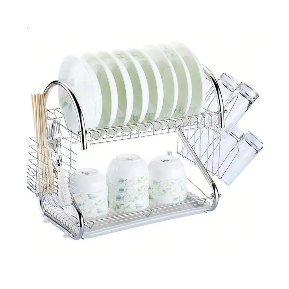 Scolapiatti a 2 Livelli Organizer Cucina Salvaspazio