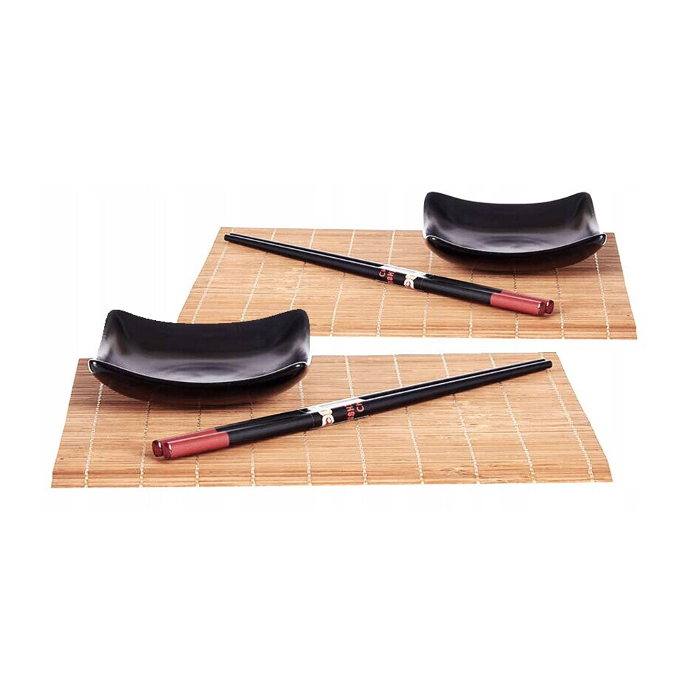 Sushi Giapponese Set 6 Pezzi con Stuoie in Bambù e Piatti in Ceramica