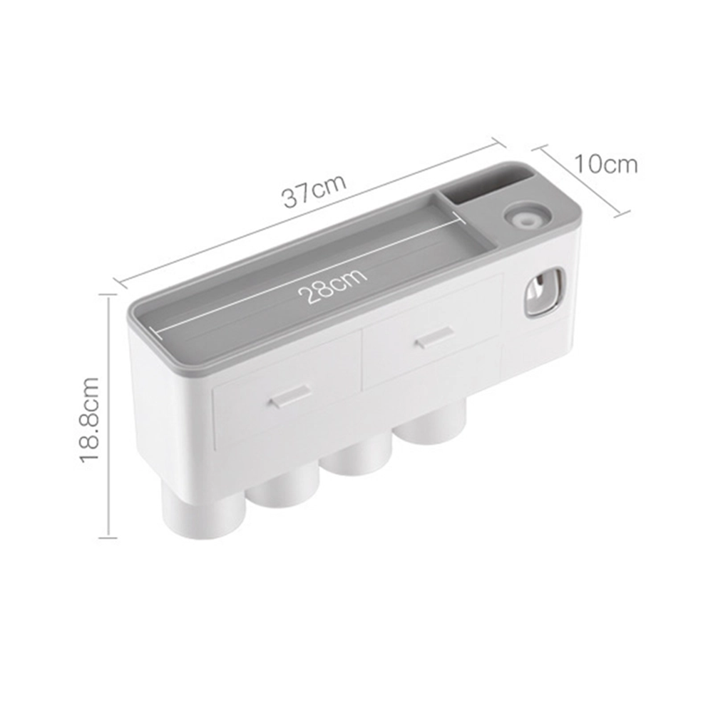 Portaspazzolino da Parete Magnetico con Dispenser, Cassetto e 4 Tazze
