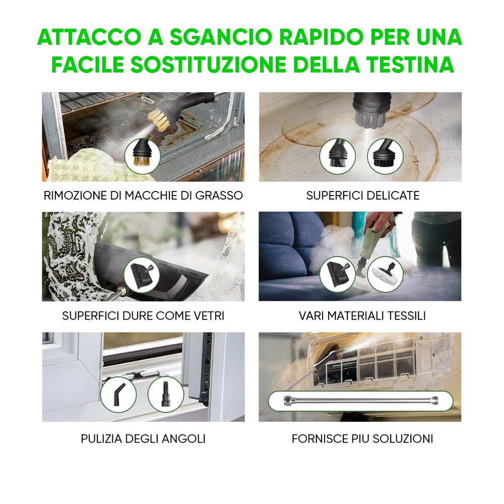 Idropulitrice a Vapore 2500W – Pulizia Profonda con 6 Livelli di Potenza