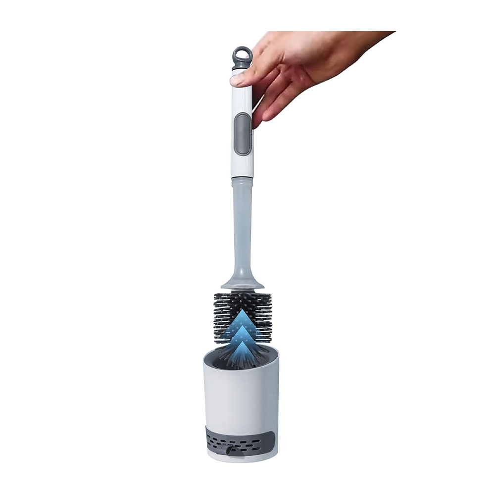 Scopino WC in Silicone con Dispenser Integrato e Manico Lungo