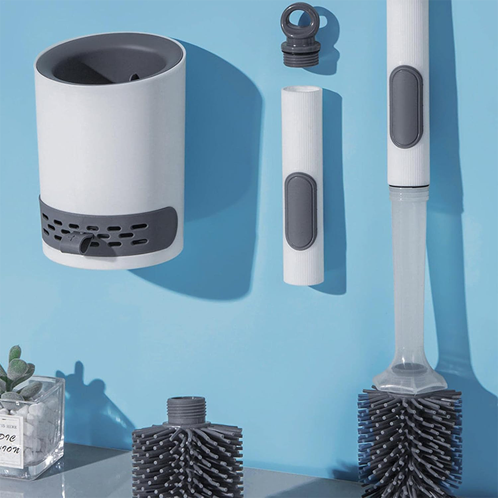 Scopino WC in Silicone con Dispenser Integrato e Manico Lungo
