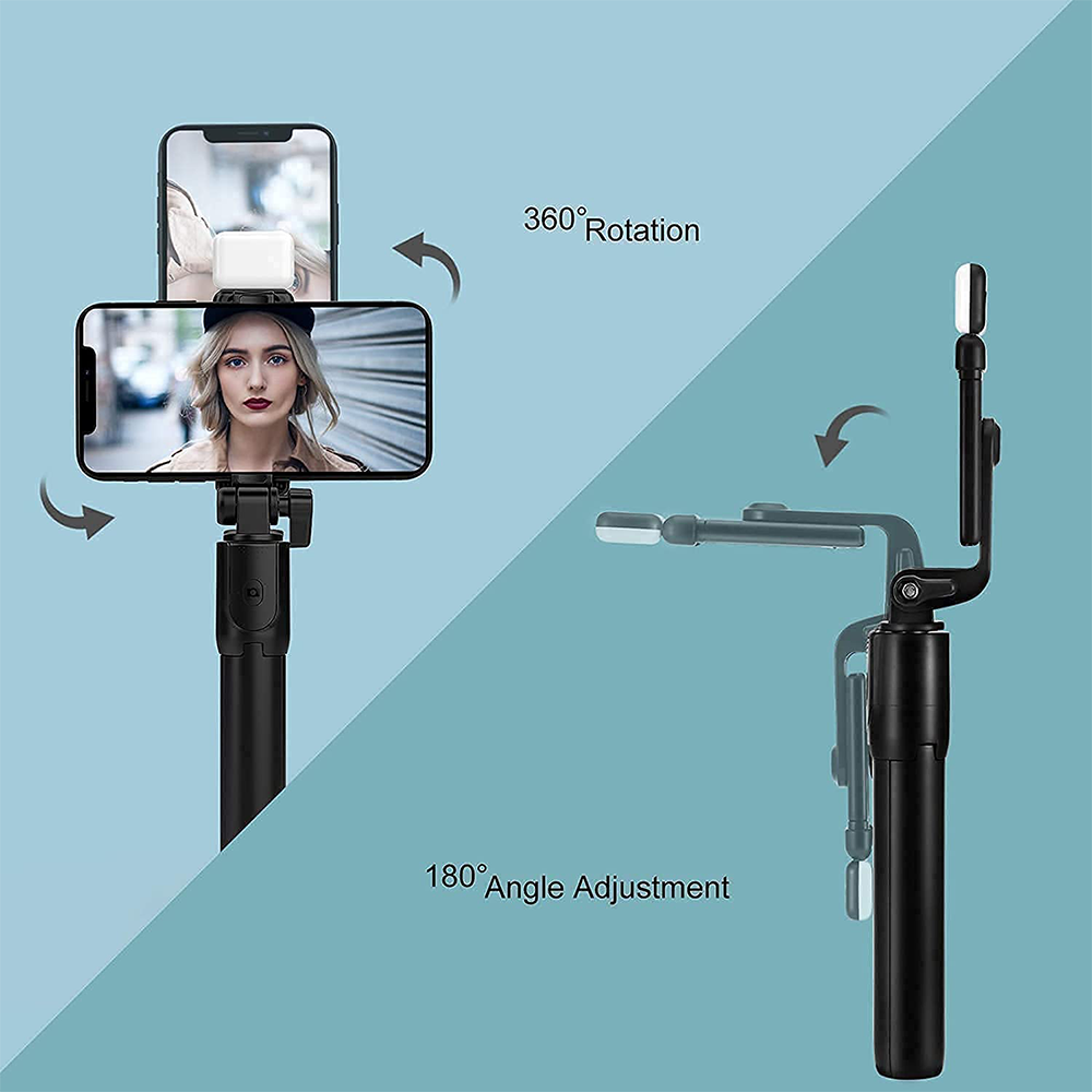 Selfie Stick Treppiede 2-in-1 Ricaricabile con Telecomando Bluetooth