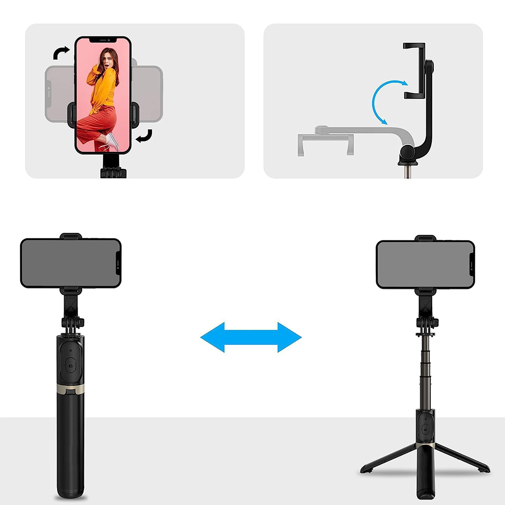 Selfie Stick Treppiede 2-in-1 Ricaricabile con Telecomando Bluetooth