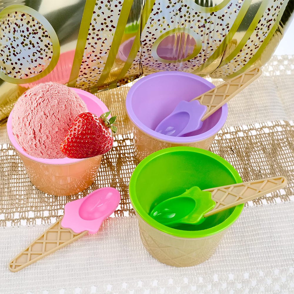 Coppette Gelato Colorate Set 4 pezzi, Sicure e Divertenti