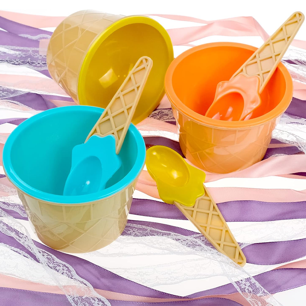 Coppette Gelato Colorate Set 4 pezzi, Sicure e Divertenti