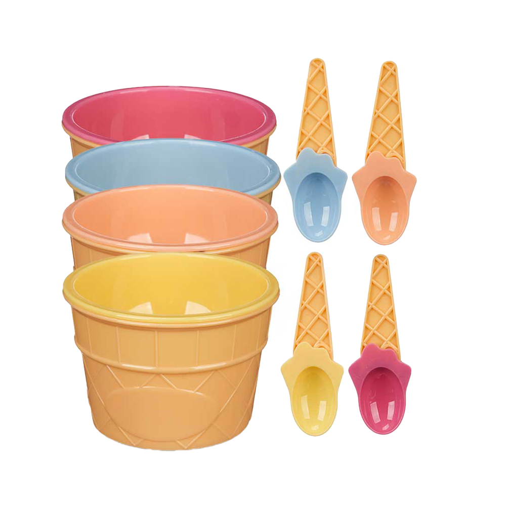 Coppette Gelato Colorate Set 4 pezzi, Sicure e Divertenti