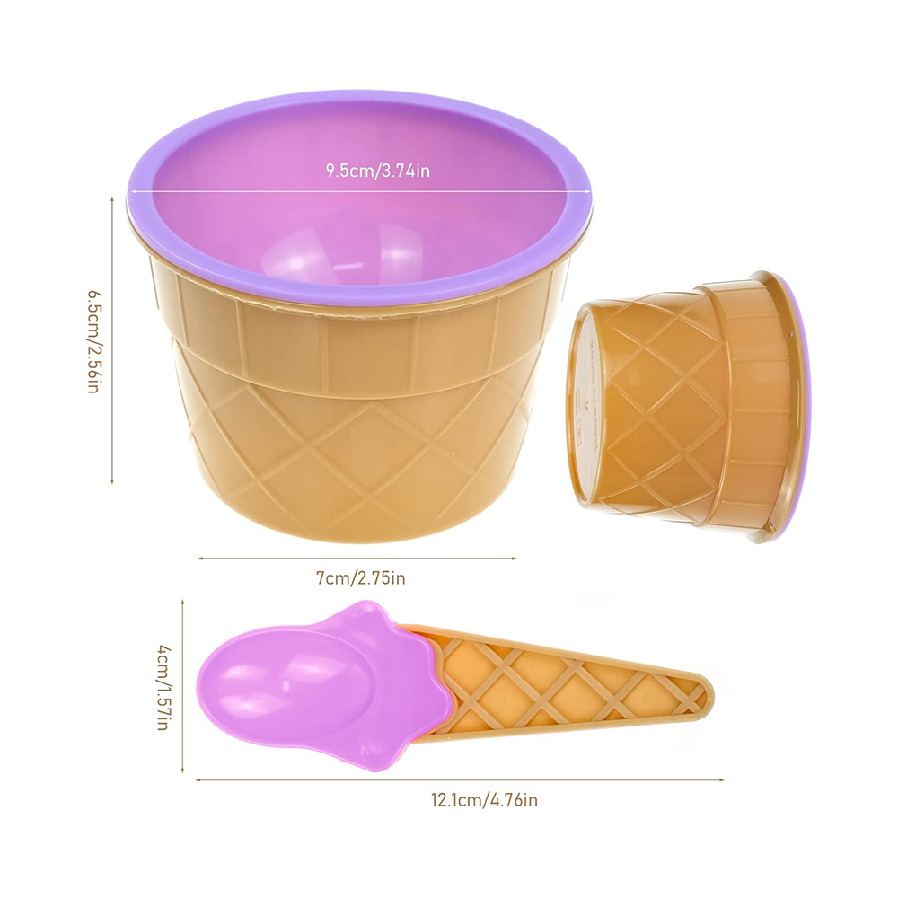 Coppette Gelato Colorate Set 4 pezzi, Sicure e Divertenti