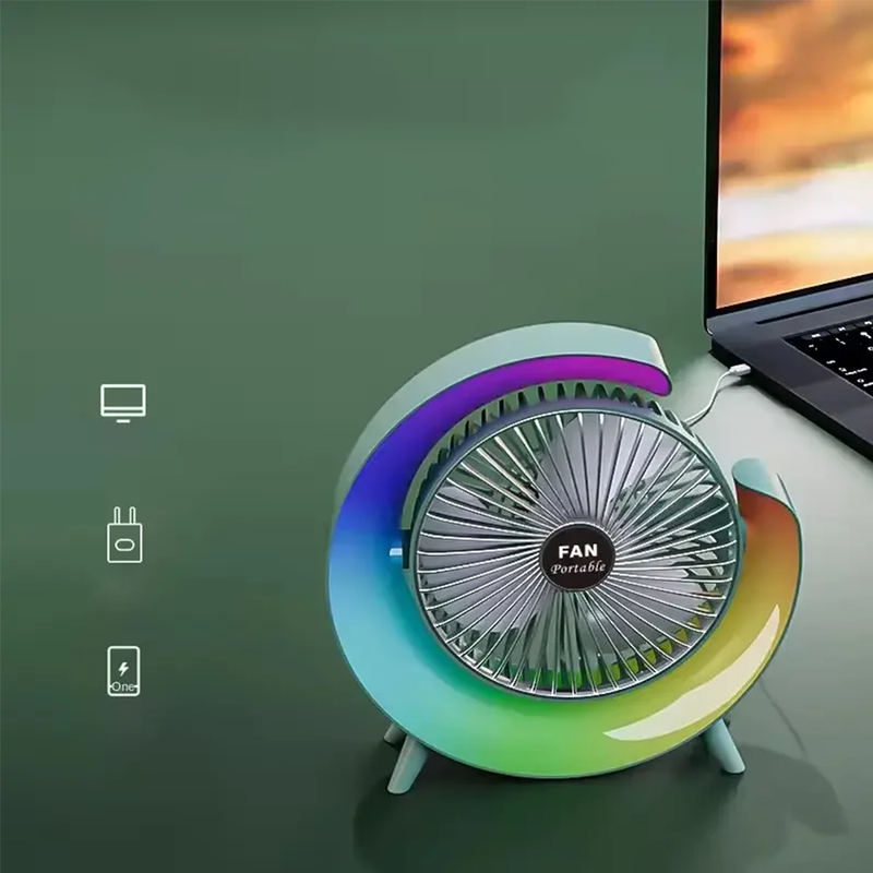 Space Fan Ventilatore da Tavolo con Luce RGB