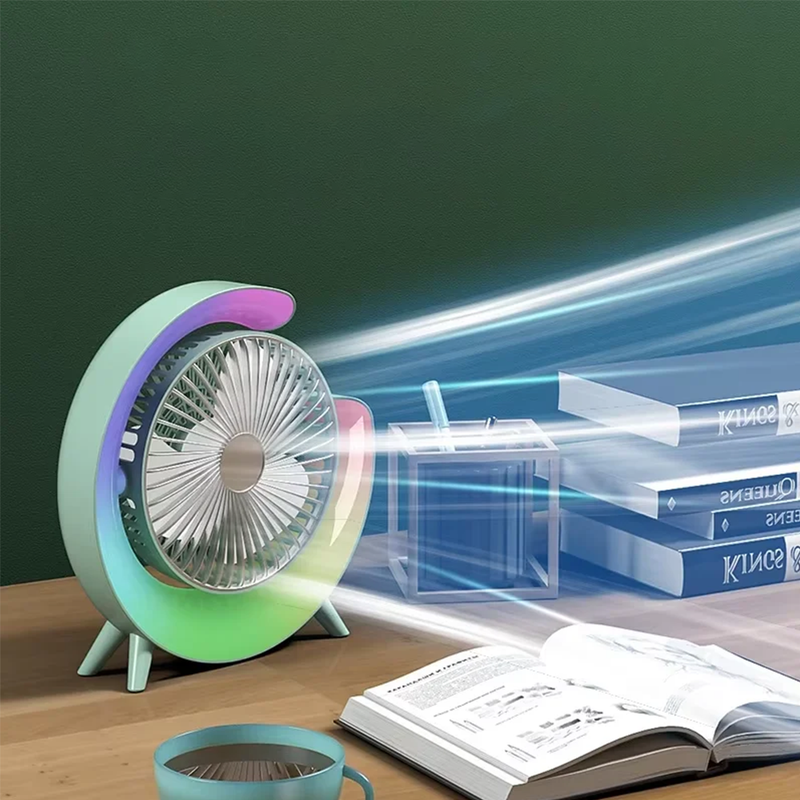 Space Fan Ventilatore da Tavolo con Luce RGB