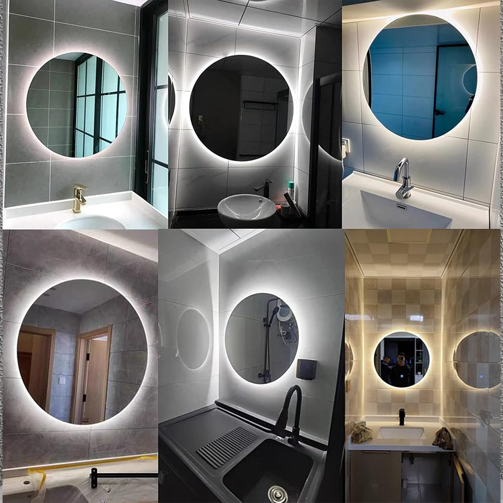 Specchio Rotondo LED Bagno Retroilluminato con Antiappannamento e Controllo Touch