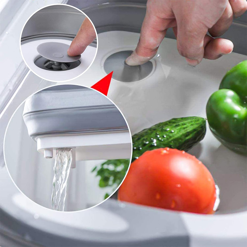 Tagliere Pieghevole 3 in 1 Multiuso da Cucina Lavello e Cestino Salvaspazio