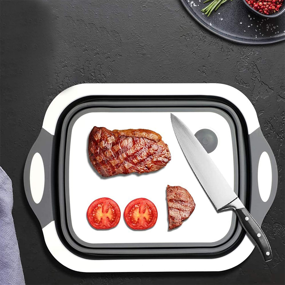 Tagliere Pieghevole 3 in 1 Multiuso da Cucina Lavello e Cestino Salvaspazio