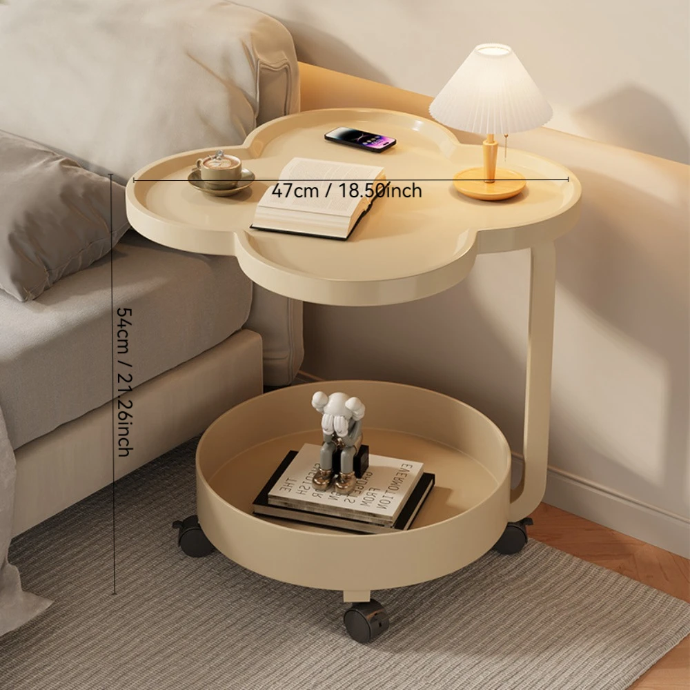 Tavolino Multifunzionale a 2 Livelli con Bordo Rialzato