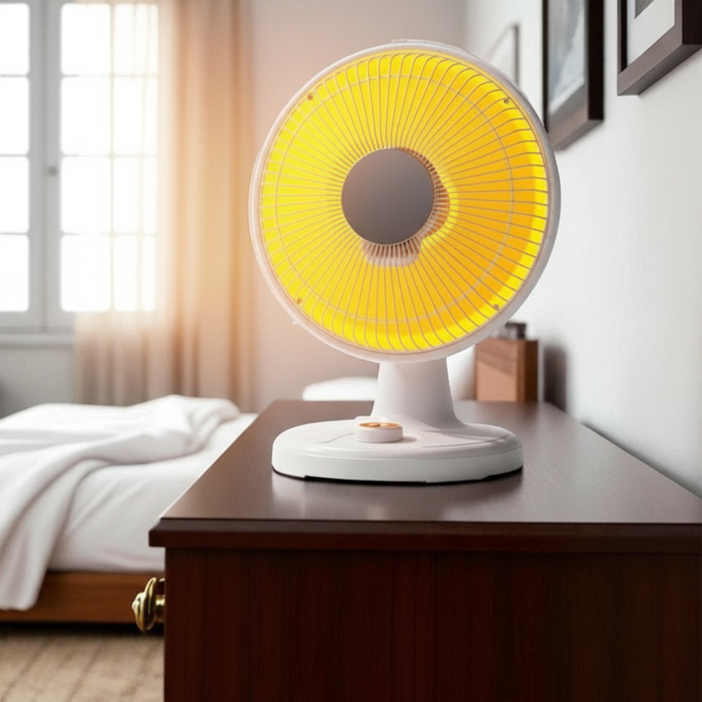 Stufa a Parabola Elettrica a Fibra di Carbonio 600W Regolabile Compatta da Tavolo