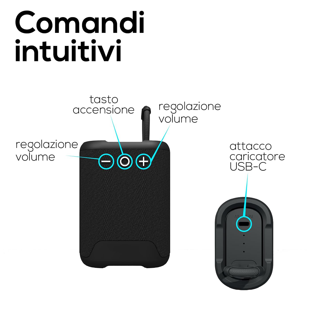 Speaker BT5.0 Tascabile con Batteria 1200mAh