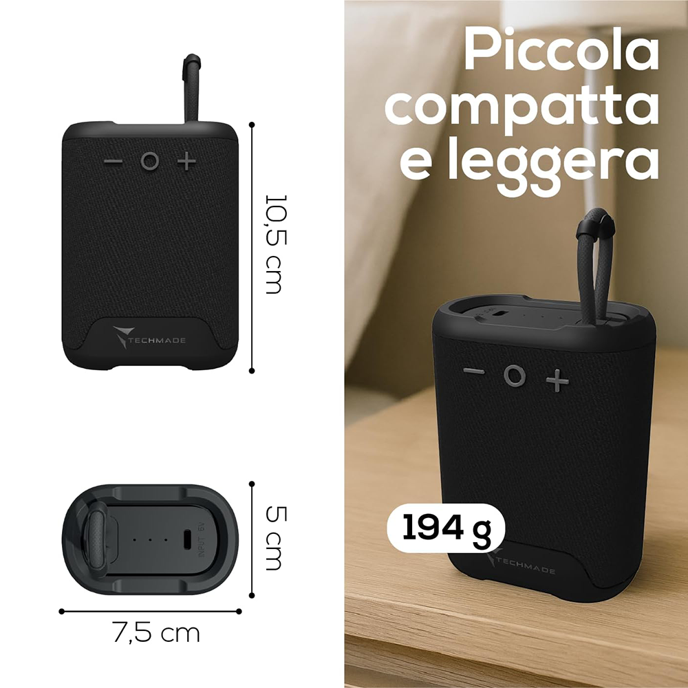 Speaker BT5.0 Tascabile con Batteria 1200mAh