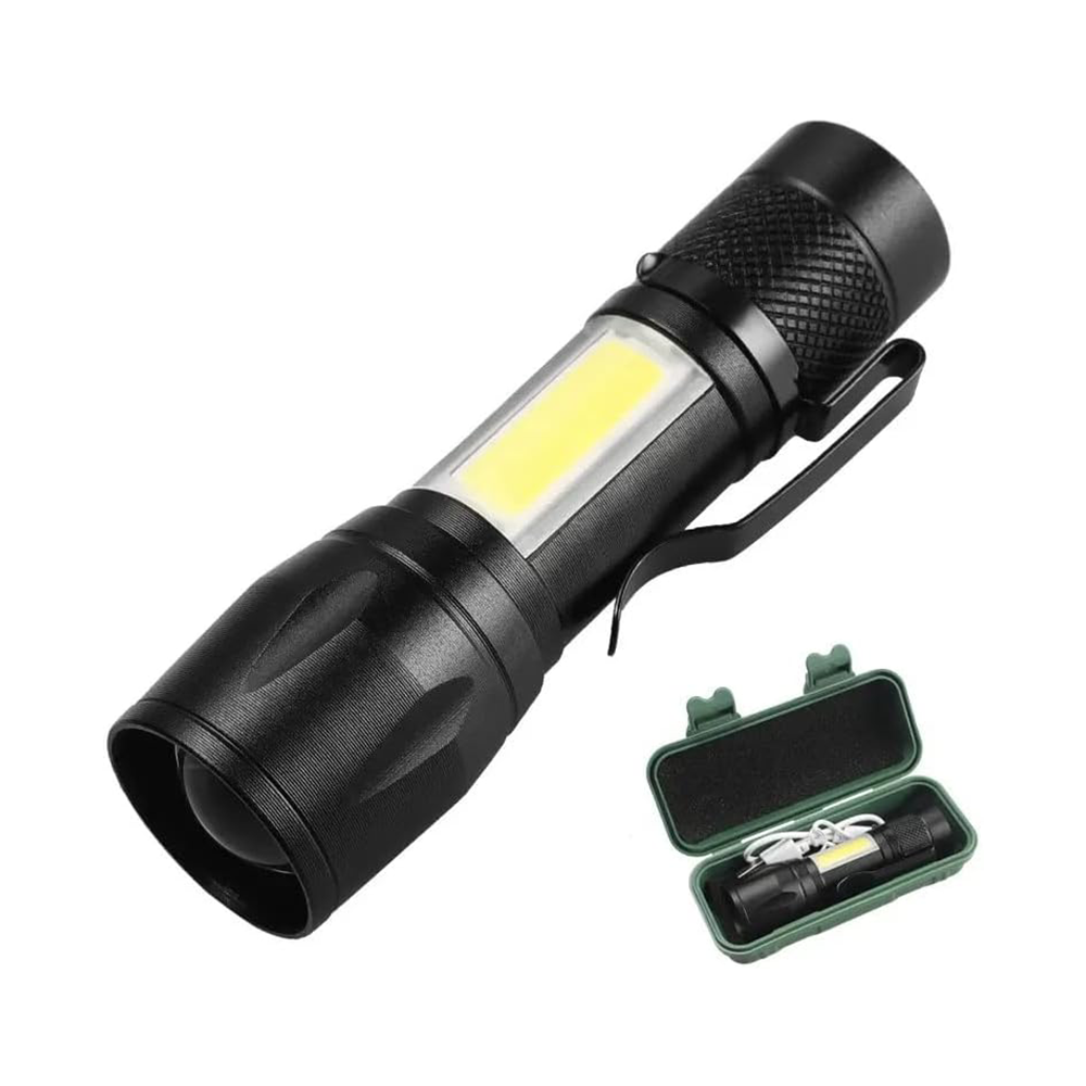 Torcia LED Tascabile Potente Impermeabile con Ricarica USB e 3 Modalità di Luce