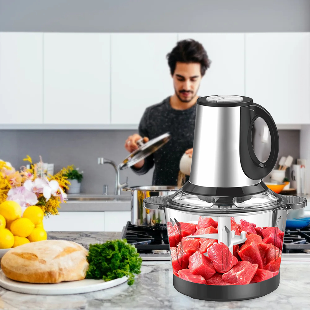 Tritatutto Elettrico 800W con Accessori e Doppia Ciotola 3L