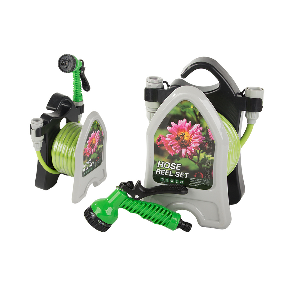 Tubo da Giardino Estensibile con Pistola a Spruzzo e Supporto Avvolgitubo